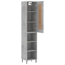 Berkfield Home Highboard Concrete Grey 34.5x34x180 cm Engineered Wood - thumbnail 4