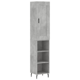 Berkfield Home Highboard Concrete Grey 34.5x34x180 cm Engineered Wood - thumbnail 2