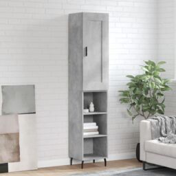 Berkfield Home Highboard Concrete Grey 34.5x34x180 cm Engineered Wood - thumbnail 1