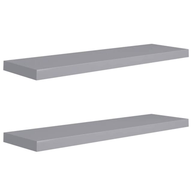 Berkfield Home Floating Wall Shelves 2 pcs Grey 90x23.5x3.8 cm MDF - image 1