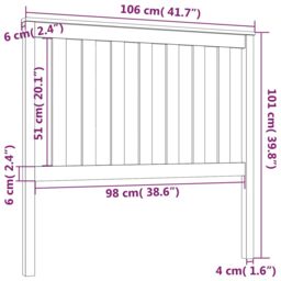 Berkfield Home Bed Headboard 106x6x101 cm Solid Wood Pine in Brown - Size: 106 x 6 x 101 cm - thumbnail 6