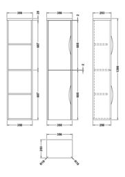 Balterley Wall Hung Tall Bathroom Storage Unit 1399 x 356 x 253mm - Satin Green - thumbnail 7