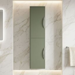 Balterley Wall Hung Tall Bathroom Storage Unit 1399 x 356 x 253mm - Satin Green - thumbnail 8