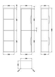 Balterley Wall Hung Tall Bathroom Storage Unit 1399 x 356 x 253mm - Satin Green - thumbnail 2