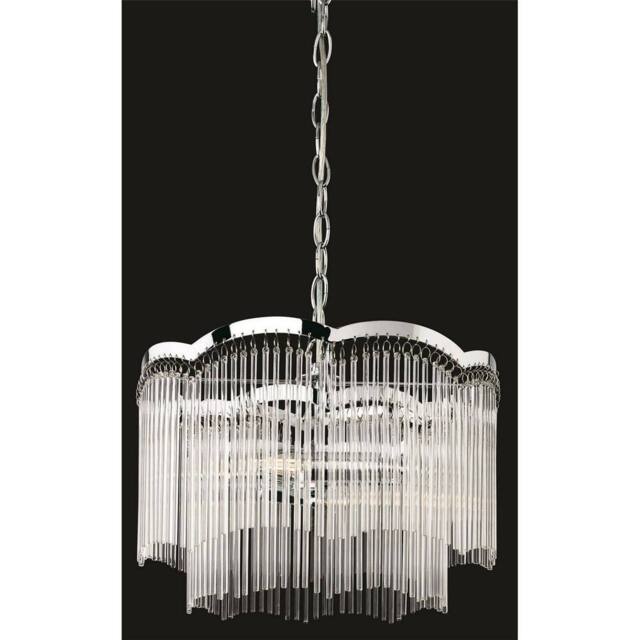 Netlighting Opera 2 Light Ceiling Pendant Chrome Clear Glass Rods E14 in Silver