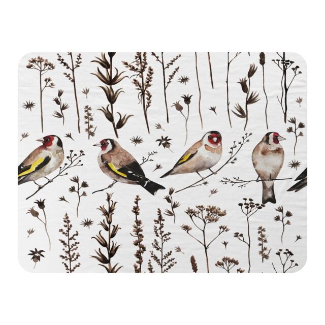 Benjamin Tate Design Goldfinches & Autumn Dry Plants Blanket in Natural - Size: 120 cm x 150 cm - image 1