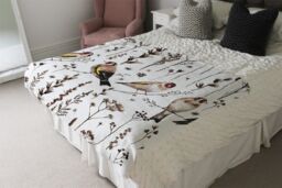Benjamin Tate Design Goldfinches & Autumn Dry Plants Blanket in Natural - Size: 120 cm x 150 cm - thumbnail 3