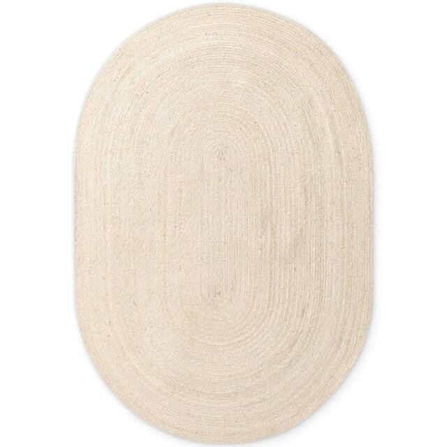 THE RUGS Rangpur Braided Jute Rug & Runner - Hand Woven Oval Natural Rug in Cream - Size: 160 cm x 230 cm - image 1