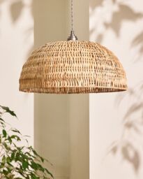 Dibor Roscoe Rattan Large Dome Easy Fit Decor Ceiling Shade H20 x D45cm in Beige - thumbnail 2