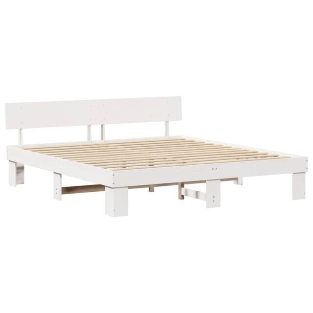 Berkfield Home with Headboard White 200 x 200 cm Wood - image 1