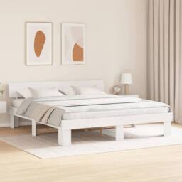 Berkfield Home with Headboard White 200 x 200 cm Wood - thumbnail 4