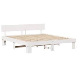 Berkfield Home with Headboard White 200 x 200 cm Wood - thumbnail 1