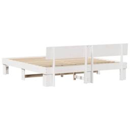 Berkfield Home with Headboard White 200 x 200 cm Wood - thumbnail 7
