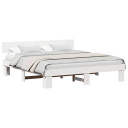 Berkfield Home with Headboard White 200 x 200 cm Wood - thumbnail 3