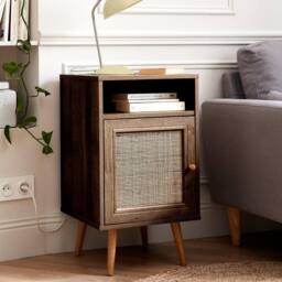 sweeek Scandi-style Bedside Table With Drawer in Walnut - thumbnail 1
