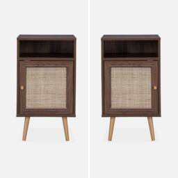 sweeek Scandi-style bedside table with drawer in Dark Brown - thumbnail 2