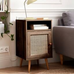 sweeek Scandi-style bedside table with drawer in Dark Brown - thumbnail 1