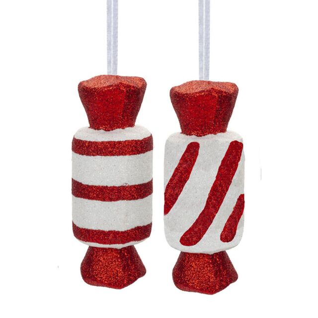 VFM e-Store Candy Cane Sweet Hanging Christmas Tree Decorations Pack of 2 Random in Red - image 1