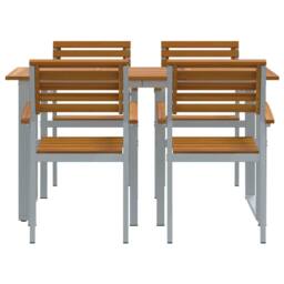 Berkfield Home Modern 5 Piece Garden Dining Set Solid Wood Acacia & Metal in Grey - thumbnail 7