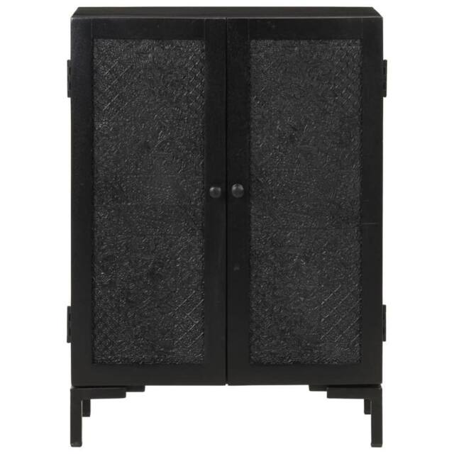 Berkfield Home Sideboard Black 55x30x77 cm Solid Wood Mango & Iron - Size: 55 x 30 x 77 cm - image 1
