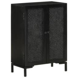 Berkfield Home Sideboard Black 55x30x77 cm Solid Wood Mango & Iron - Size: 55 x 30 x 77 cm - thumbnail 2