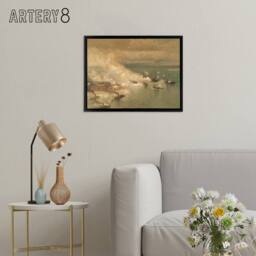 "Artery8 Battle Mobile Bay USA Civil War Framed Canvas Wall Art Print in Beige - Size: W18"" x H24""" - thumbnail 3
