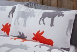 Rapport Home Moose Cotton Duvet Cover Set With Pillowcase in Light Grey - Size: Double - thumbnail 2