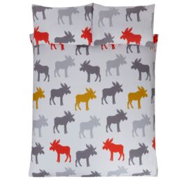 Rapport Home Moose Cotton Duvet Cover Set With Pillowcase in Light Grey - Size: Double - thumbnail 3