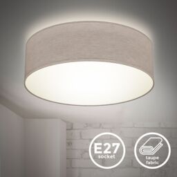 B.K.Licht Taupe 1xE27 40W Requires Bulb Ceiling Light - thumbnail 2