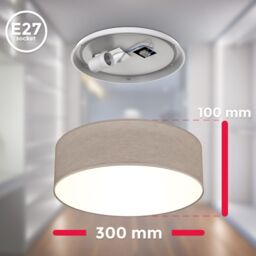 B.K.Licht Taupe 1xE27 40W Requires Bulb Ceiling Light - thumbnail 5