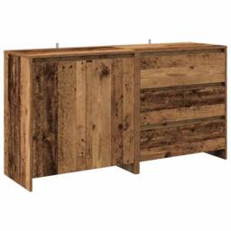 Berkfield Home Decorative 2 Piece Sideboard Old Wood Engineered Wood in Brown - thumbnail 3