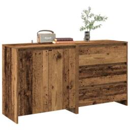 Berkfield Home Decorative 2 Piece Sideboard Old Wood Engineered Wood in Brown - thumbnail 2