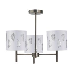 First Choice Lighting Brea - Antique Brass 3 Light Fitting with White Fern Shades in Gold - thumbnail 1