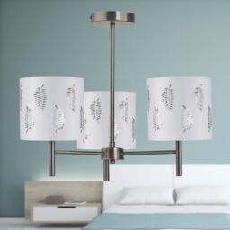 First Choice Lighting Brea - Antique Brass 3 Light Fitting with White Fern Shades in Gold - thumbnail 4