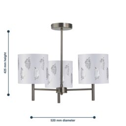First Choice Lighting Brea - Antique Brass 3 Light Fitting with White Fern Shades in Gold - thumbnail 5