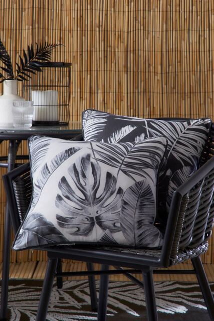 Dreams & Drapes 'Tahiti' Outdoor Water & UV Resistant Garden Filled Bench Cushion in Silver - Size: 43 cm x 43 cm - image 1