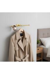 Living and Home 2pcs Wall-Mount Garment Rack Clothes Hanging Rod in Gold - thumbnail 6