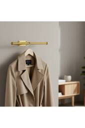 Living and Home 2pcs Wall-Mount Garment Rack Clothes Hanging Rod in Gold - thumbnail 4