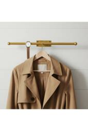 Living and Home 2pcs Wall-Mount Garment Rack Clothes Hanging Rod in Gold - thumbnail 1