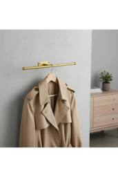 Living and Home 2pcs Wall-Mount Garment Rack Clothes Hanging Rod in Gold - thumbnail 2