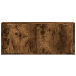 Berkfield Home TV Wall Cabinet with LED Lights Smoked Oak 80x31x35 cm in Brown - Size: 80 x 31 x 35 cm - thumbnail 6