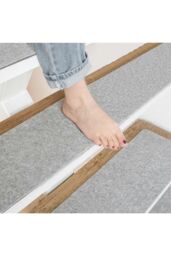 Living and Home 14 Pcs Non-Slip Self-Adhesive Stair Treads Slient (55 x 20 x 0.2cm) Light Grey - Size: 55 x 20 x 0.2 cm - thumbnail 2