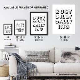 "Artery8 Busy Dilly Dallying Minimalist Black White Funny Wall Art Print - Size: W12"" x H16""" - thumbnail 3