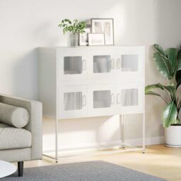 Berkfield Home Sideboard White 100.5x39x107 cm Cold-rolled Steel - thumbnail 3