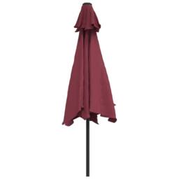 Berkfield Home Outdoor Parasol with LED Lights & Steel Pole 300 cm Bordeaux Red - thumbnail 6