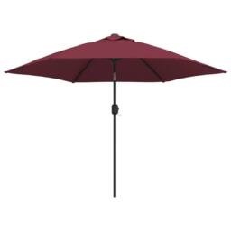 Berkfield Home Outdoor Parasol with LED Lights & Steel Pole 300 cm Bordeaux Red - thumbnail 2