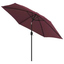 Berkfield Home Outdoor Parasol with LED Lights & Steel Pole 300 cm Bordeaux Red - thumbnail 4