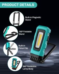 Koolite LED Inspection light, Waterproof, Rechargeable Work Light, Portable with Magnetic stand & clip in Blue - thumbnail 3