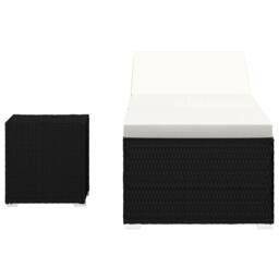 Berkfield Home Sun Lounger with Cushion & Tea Table Poly Rattan Black - thumbnail 3