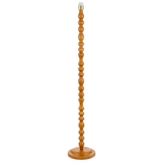 Happy Homewares Oak Wooden Classic Standing Floor Lamp Base with Rippled Pole Design in Brown - image 1